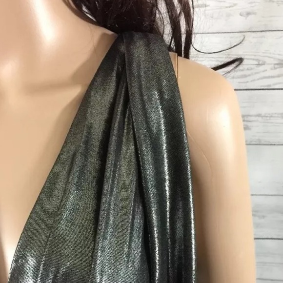 ABS Allen Schwartz Collection Dress Shimmery Metallic Silver Pewter - Picture 4 of 12